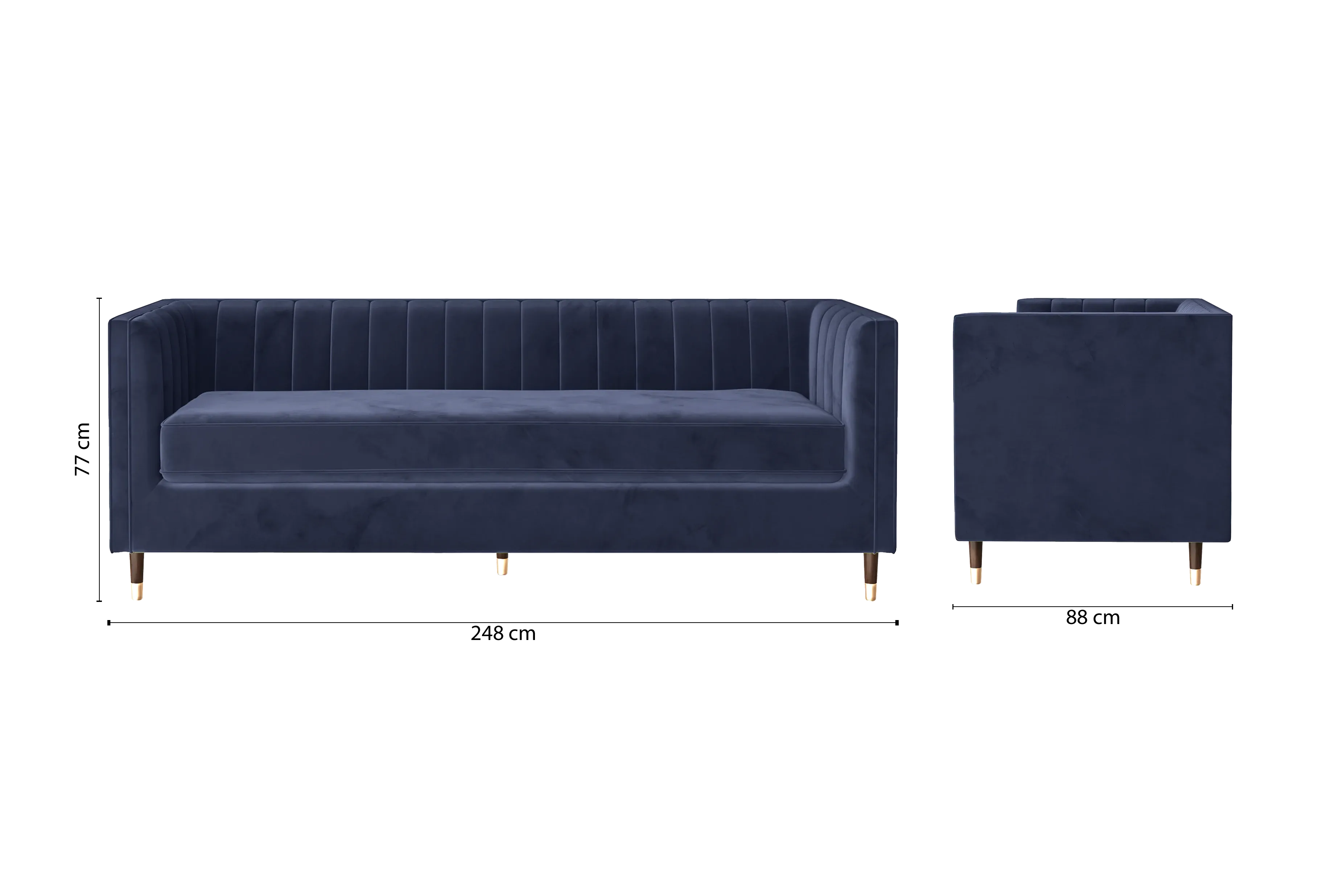 Tivoli 4 Seater Sofa Dark Blue Velvet