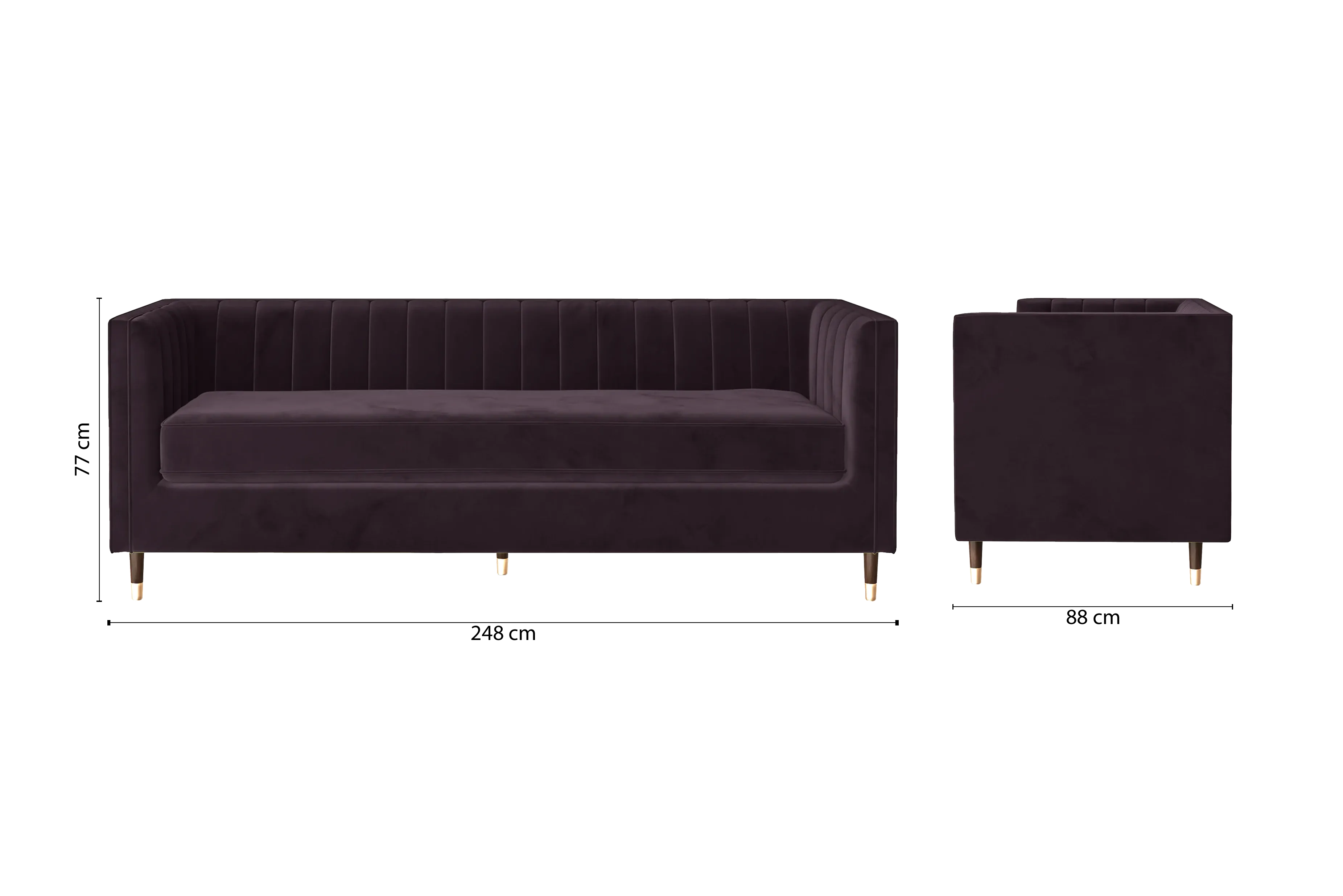 Tivoli 4 Seater Sofa Purple Velvet