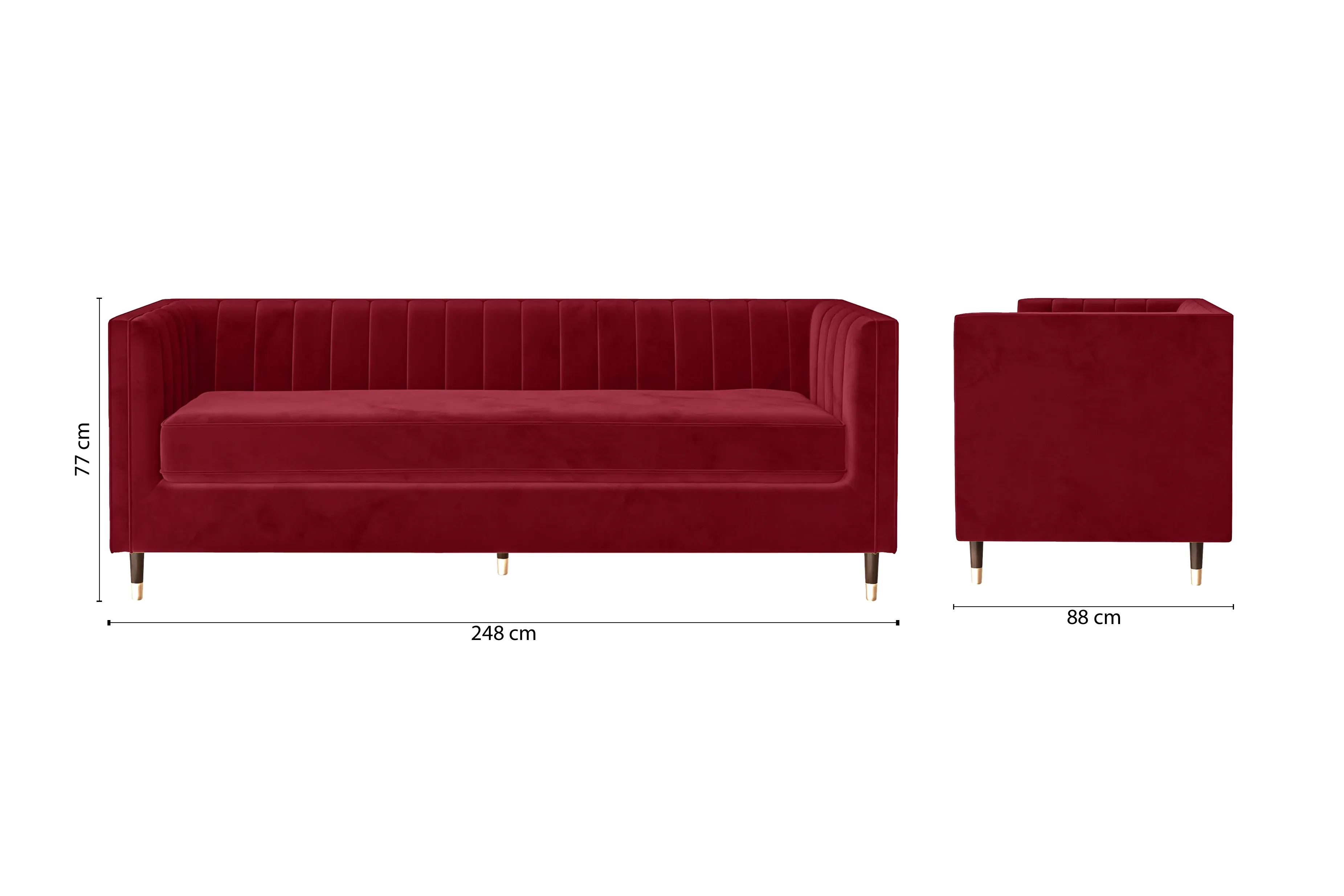 Tivoli 4 Seater Sofa Red Velvet