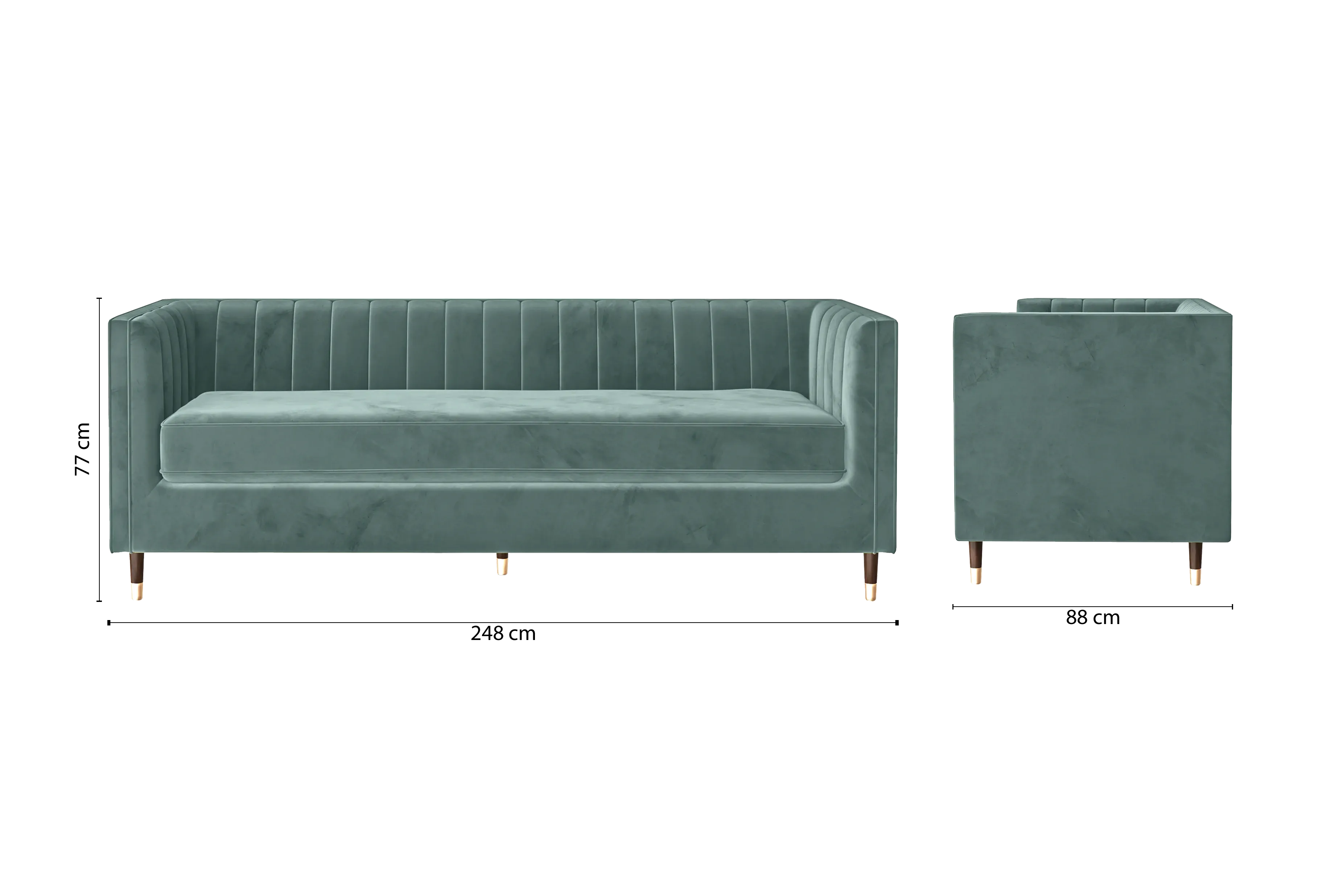 Tivoli 4 Seater Sofa Teal Velvet