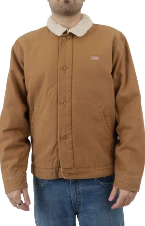 (TJR04SBD) Duck Canvas High Pile Fleece Jacket - Stonewashed Brown Duck