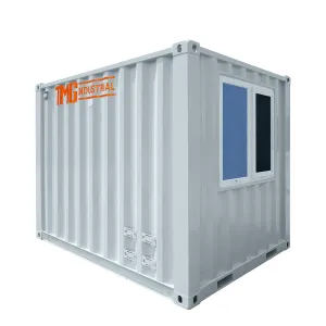 TMG Industrial 10’ Custom Built Steel Container Office, 57 Sq-Ft Working Area, 3 Ergonomic Office Chairs, TMG-SCO10