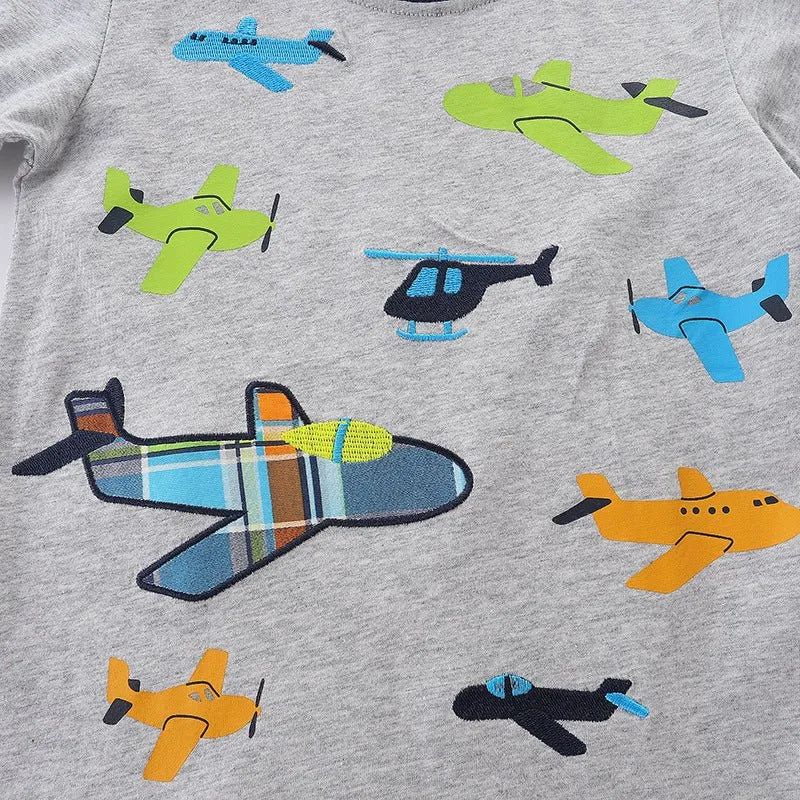 Toddler Boy's Airplane Print T-shirt with Shorts Set