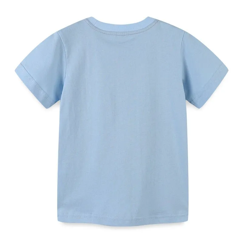 Toddler Boy's Blue T-shirt with Rocket Print