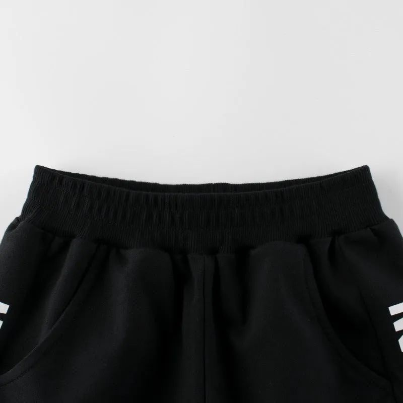 Toddler Boy's Letter Print Black Cotton Shorts