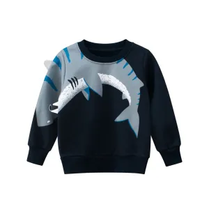 Toddler Boy's Shark Print Design Sweatshirt