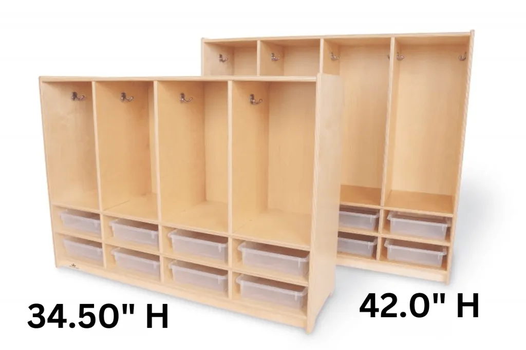 Toddler Eight Section Coat Locker With Trays - 2 Heights Available