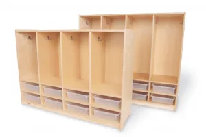 Toddler Eight Section Coat Locker With Trays - 2 Heights Available