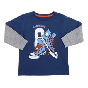 Toddler Printed Long-Sleeved Top (Indigo)