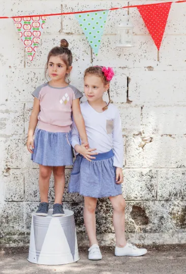 Toddler Skirt - Denim Stripes &Washed Blue - Free Shipping Worldwide