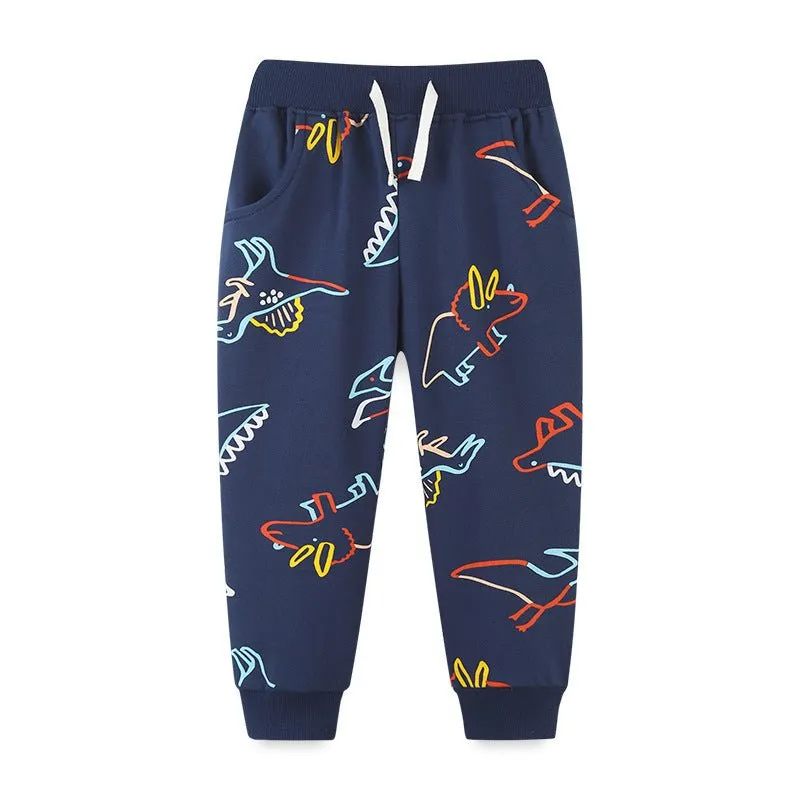 Toddler/Kid Boy Colorful Dinosaur Outlines Casual Pants