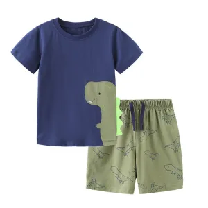 Toddler/Kid Boy's 3D Dinosaur Design Tee with Shorts Set