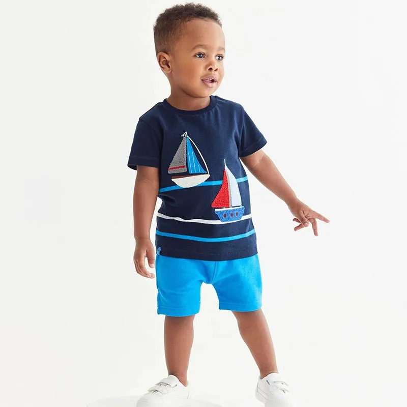 Toddler/Kid Boy's Sailing Boat T-shirt with Shorts Set