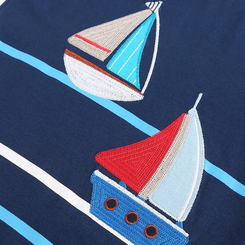 Toddler/Kid Boy's Sailing Boat T-shirt with Shorts Set