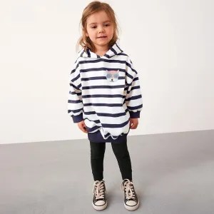 Toddler/Kid Girl Fox Embroidery Design Striped Sweatshirt with Pants Set