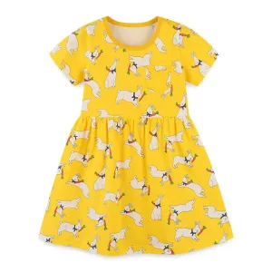 Toddler/Kid Girl's Allover Bunny Print Dress for Summer