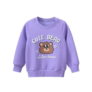 Toddler/Kid Girl's Cute Bear Letter Print Purple Sweatshirt