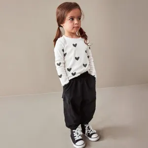 Toddler/Kid Girl's Heart-Filled White T-Shirt with Pants Set