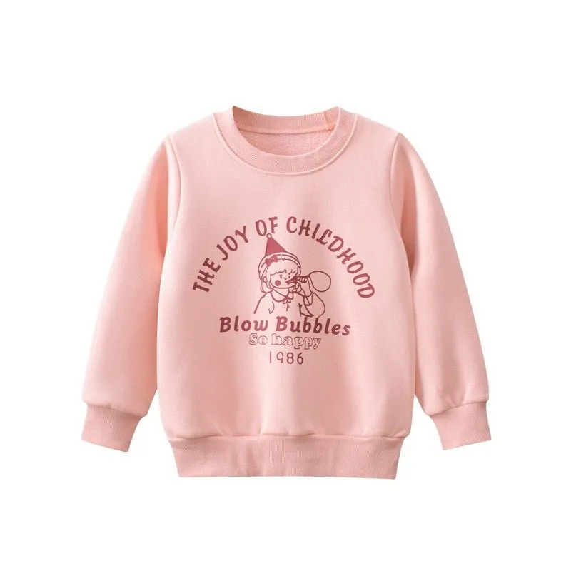 Toddler/Kid Girl's Pink Sweatshirt with Cartoon Character Print Design