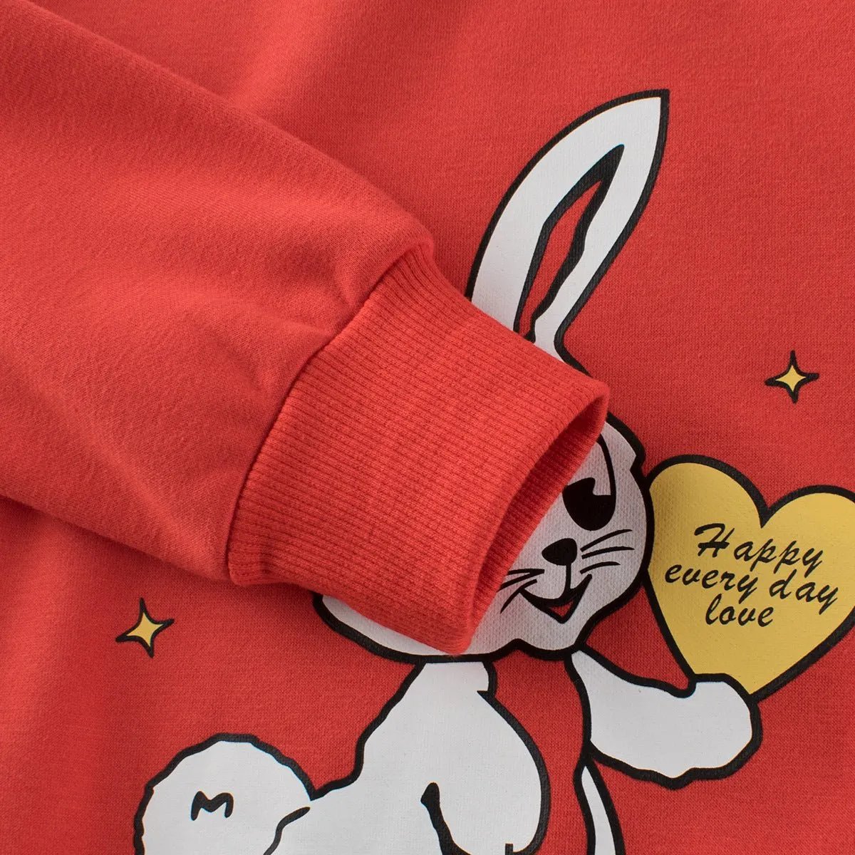 Toddler/Kid Girl's Red Sweatshirt with Bunny Print Design