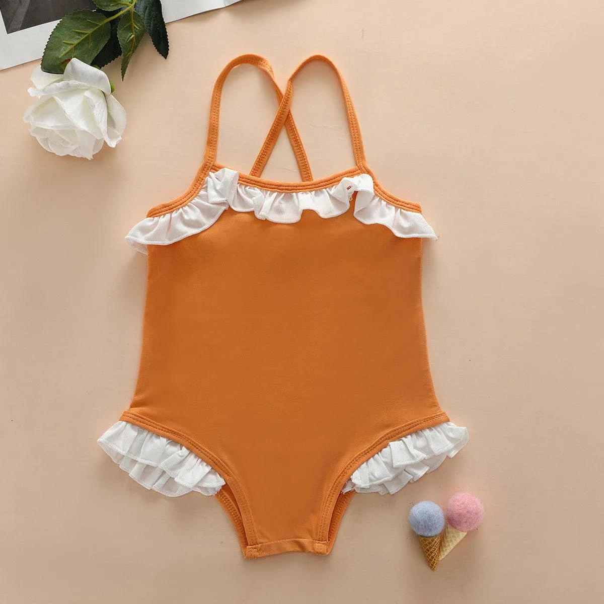 Toddler/Kid Girl's Ruffles Design One-Piece Swimsuit (3 colors)