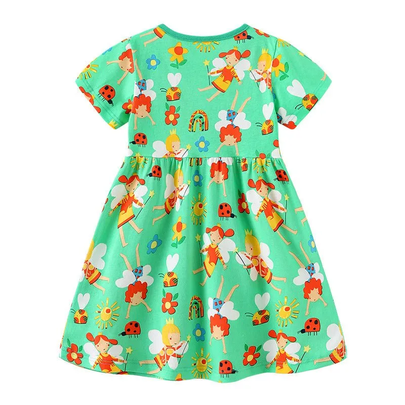 Toddler/Kid Girl's Short Sleeve Cartoon Princess Design Dress