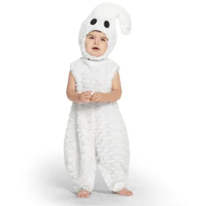 Toddlers Halloween Ghost Costume, White Belly Ghost Jumpsuit with Hood