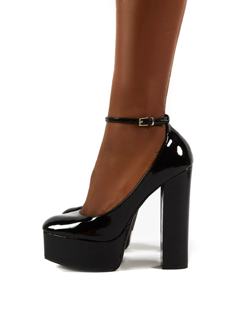 Tokyo Black Patent Platform Block Heels