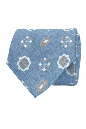 TOKYO - Light blue printed diamonds, medallion and paisley tie