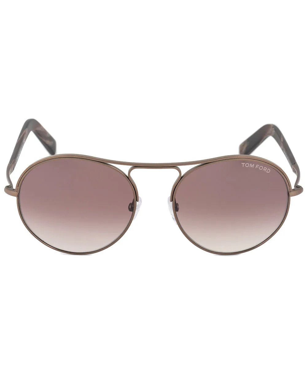 Tom Ford Jessie Women's Round Sunglasses FT0449 49T 54 | Matte Antique Brown Frame | Burgundy Gradient Lens