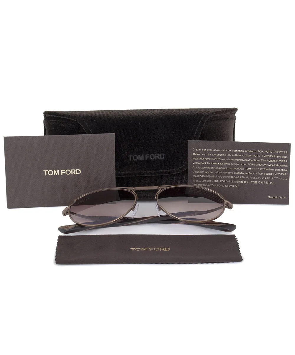 Tom Ford Jessie Women's Round Sunglasses FT0449 49T 54 | Matte Antique Brown Frame | Burgundy Gradient Lens