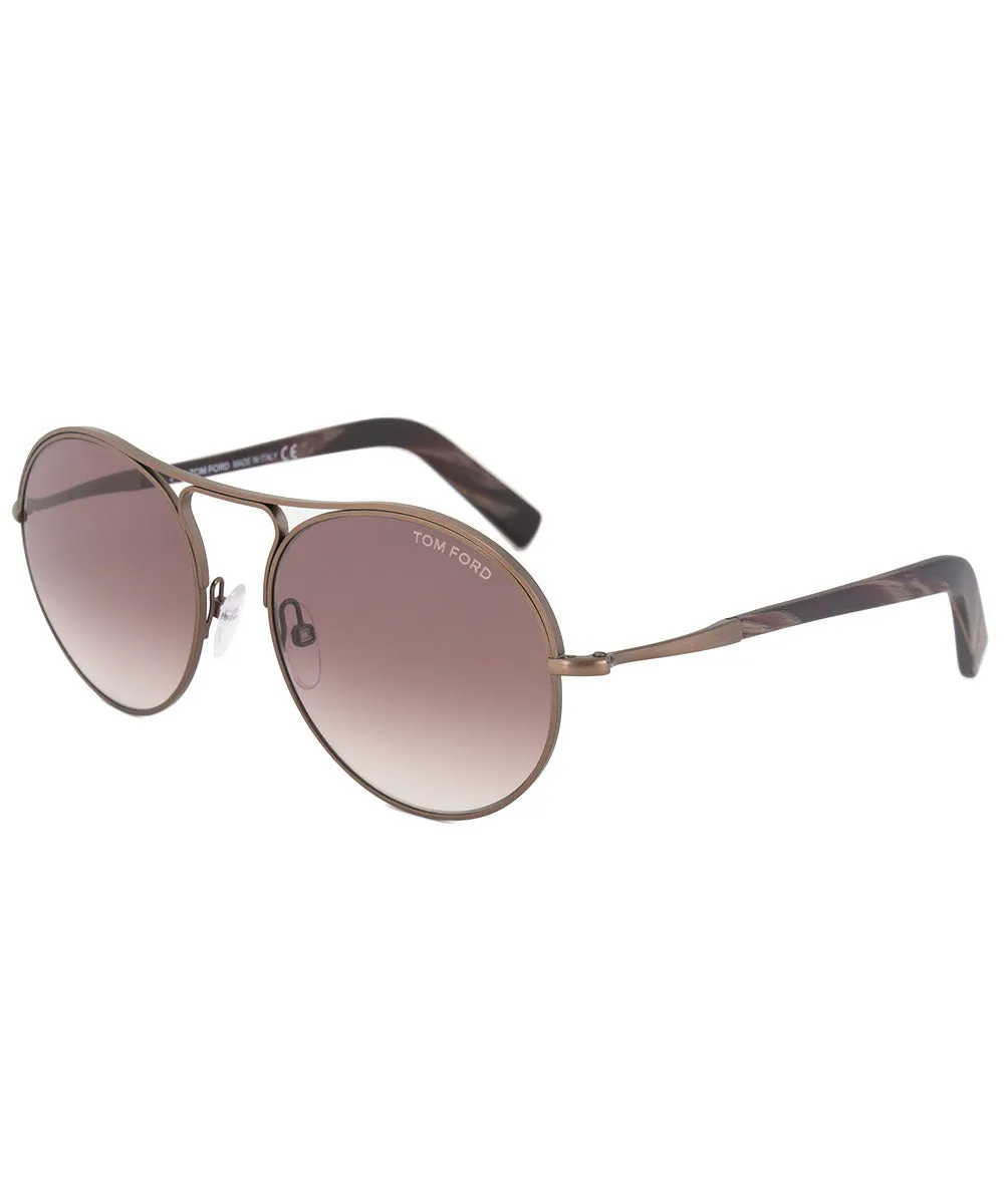 Tom Ford Jessie Women's Round Sunglasses FT0449 49T 54 | Matte Antique Brown Frame | Burgundy Gradient Lens