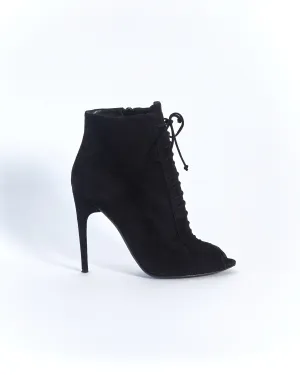 Tom Ford suede lace up stiletto ankle boots, black, 37.5