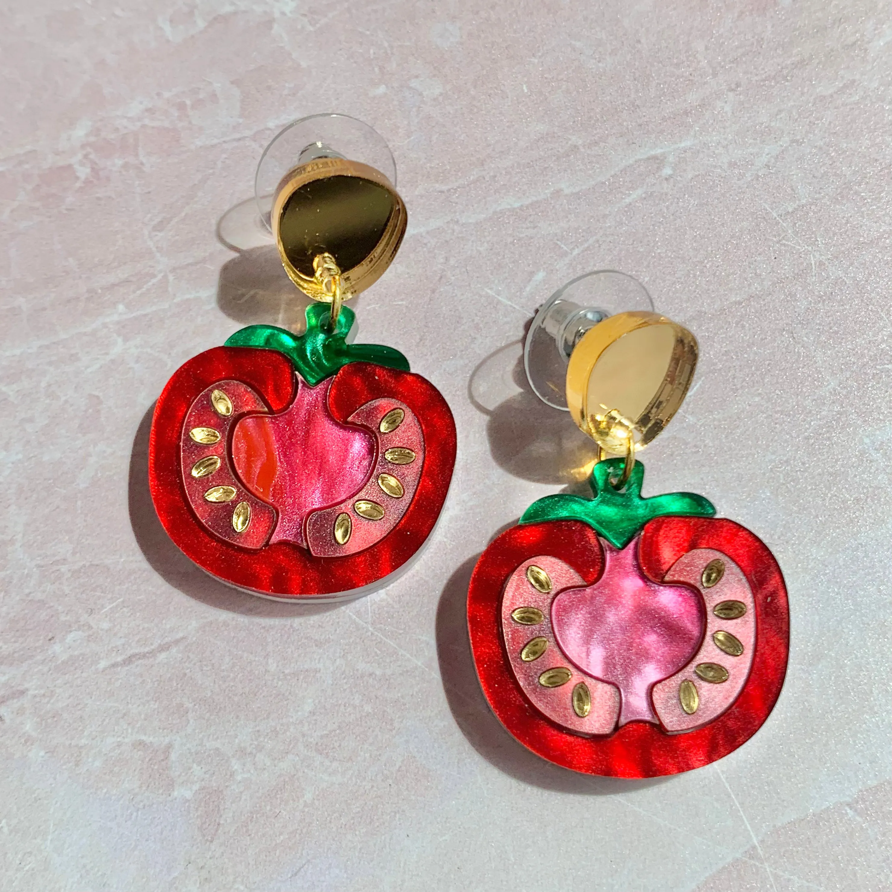 Tomato Drop Earrings by Elise Design