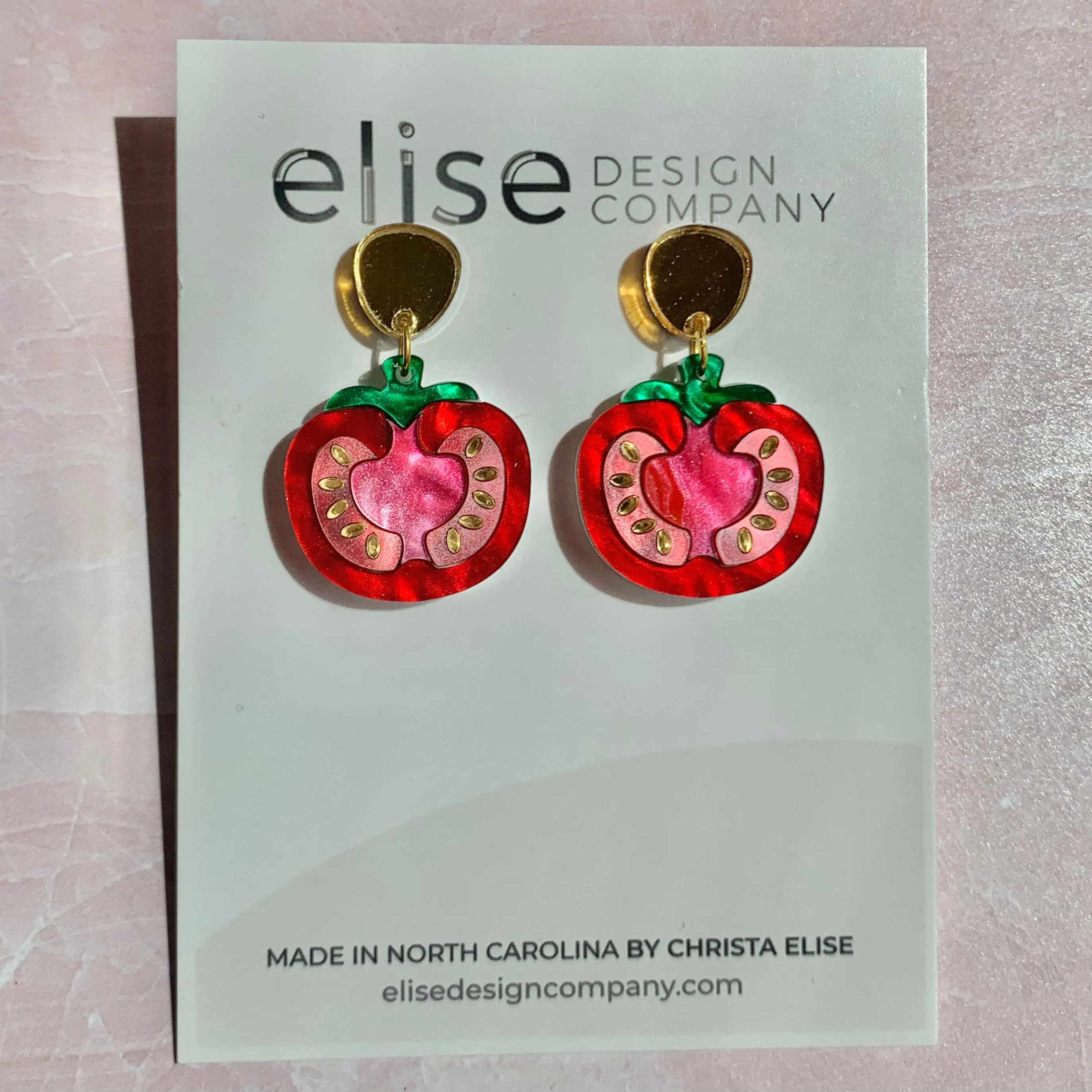 Tomato Drop Earrings by Elise Design