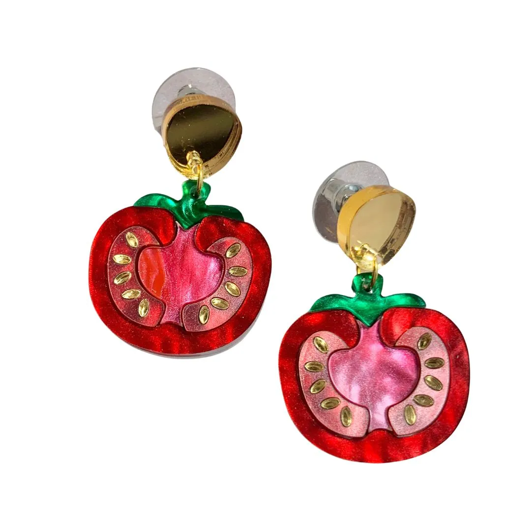 Tomato Drop Earrings by Elise Design