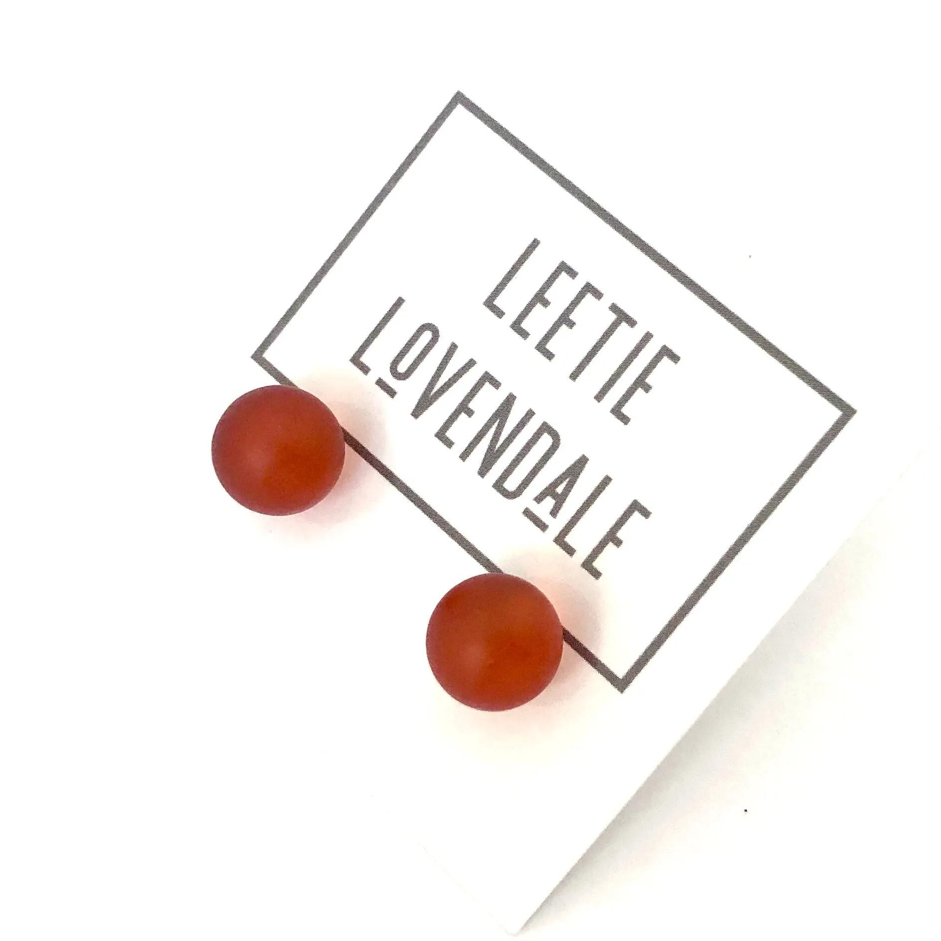 Tomato Red Frosted Petite Ball Stud Earrings