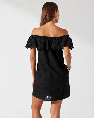 Tommy Bahama Harbour Eyelet Off The Shoulder Dress Cover Up - Black