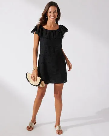 Tommy Bahama Harbour Eyelet Off The Shoulder Dress Cover Up - Black