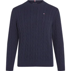 Tommy Hilfiger Dark Night Navy Crew Neck Cotton Cable Sweater