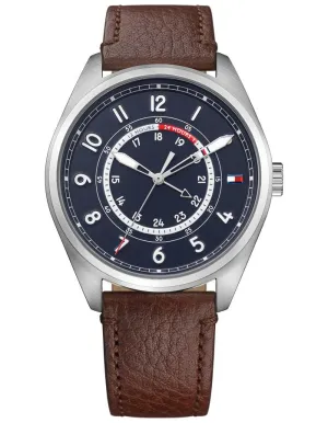 Tommy Hilfiger Dylan Mens Watch - Dark Blue Dial - Brown Leather Strap - 50m