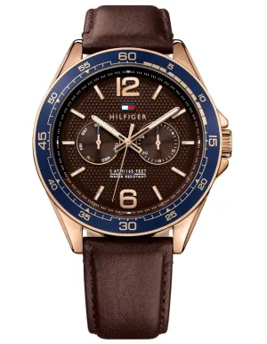 Tommy Hilfiger Erik Mens Watch - Brown Dial & Strap - Rose-Tone - Day/Date - 50m