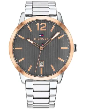 Tommy Hilfiger Mens Dustin Watch - Two-Tone - Gray Dial - Date - Bracelet