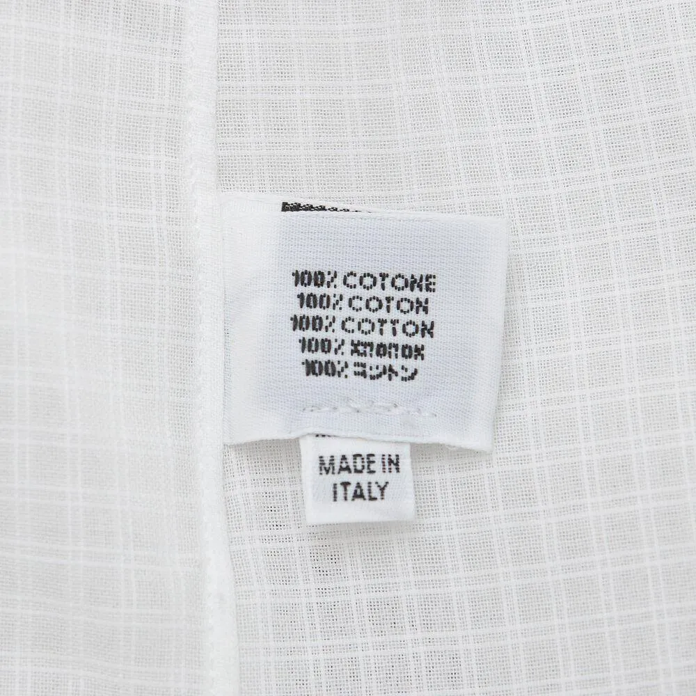 Tonal White Check Shirt With Pleated Bib Detail