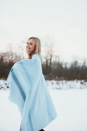 Tones of Blue Brushed Alpaca Throw Blanket