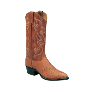 Tony Lama Men's Exotic Collection Western Smooth Ostrich Leather Peanut Brittle Boots