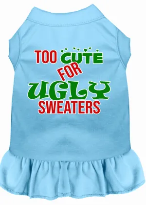 Too Cute For Ugly Sweaters Screen Print Dog Dress Baby Blue Xxxl