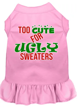 Too Cute For Ugly Sweaters Screen Print Dog Dress Light Pink Xs