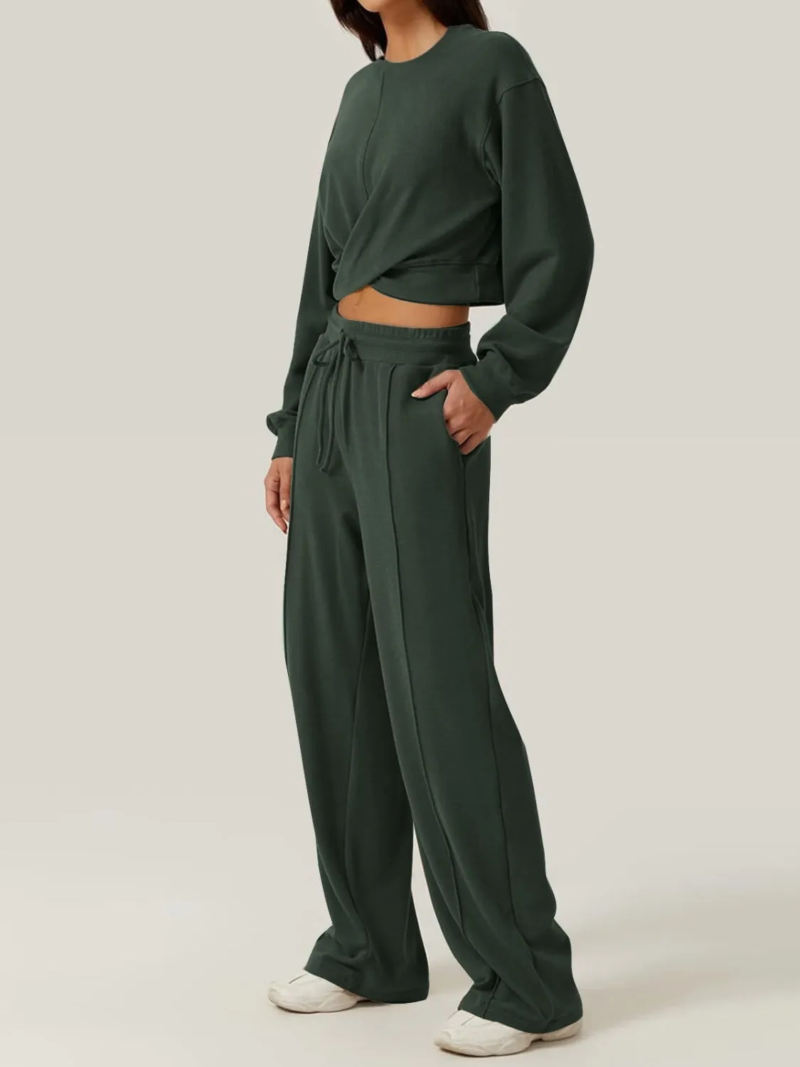 Top and Drawstring Resort Pants Set