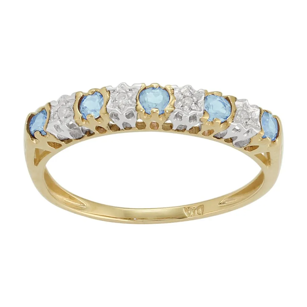 Topas & Diamant Ewigkeitsring in 9ct Gelb Gold